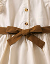 GIRLS Kids EVRYDAY Young Girl Elegant Khaki Solid Color Dress With Stand Collar And Ruffled Sleeves For Summer