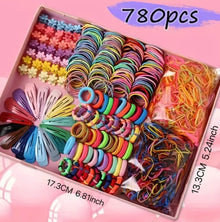  780pcs Girls Hair Accessories Kit - Soft Elastic Hair Ties, Delicate Flower-shaped Hair Clip, Durable Ponytail Holders, Vibrant Decorative Hair Accessories - Perfect for Little Princesses and Tweens, Ideal Gift for Girls Birthday Parties or Everyday
