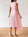 Solid Pleated Hem Dress