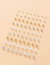 36pairs/set Fashionable Rhinestone & Faux Pearl Stud Earrings For Women For Daily Decoration