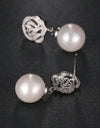 2pcs Elegant Fashionable Earrings With Roses, Pearls, Cubic Zirconia, Perfect For Women's Parties