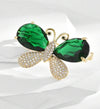 New European And American Style Luxury Green Crystal Winged Butterfly Brooch, Featuring High-End Designed Chest Pin For Suits And Coats