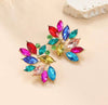 Colorful Rhinestone Flower Stud Earrings, Exaggerated European And American Style Bohemian Jewelry
