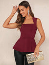 Square Neck Peplum Tank Top