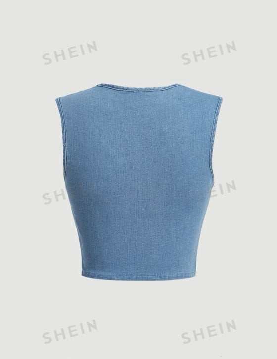 Sweetheart Neck Denim Top