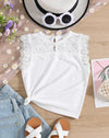 EZwear Young Girl Guipure Lace Panel Keyhole Back Tank Top