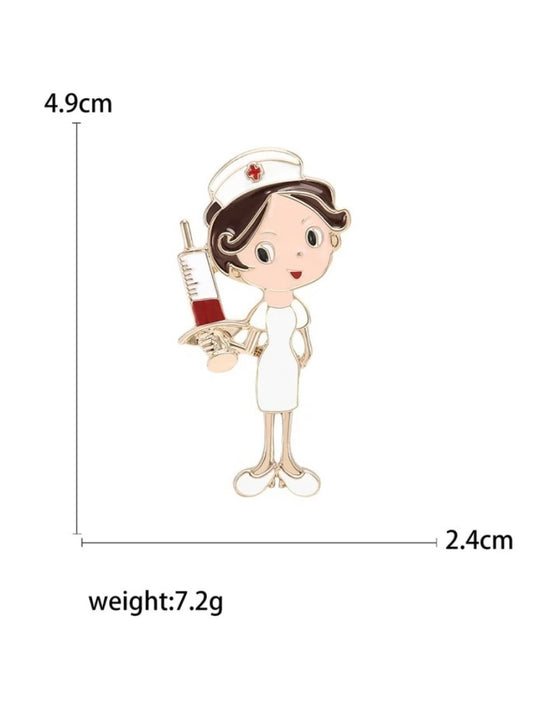 1pc Zinc Alloy Nurse Shaped Brooch