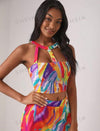 Allover Print Crop Halter Top