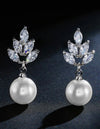 Cubic Zirconia & Faux Pearl Decor Drop Earrings