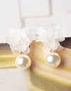 Flower & Faux Pearl Drop Earrings