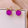 Fashionable Minimalist Style Rhinestone Bowknot Earrings