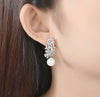 cubic zirconia stud gold pearl earrings for girls wedding party