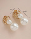 1pair Hollow Out Rose Design Faux Pearl Decoration Earrings