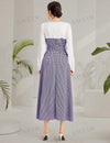 Spring/Summer Elegant Long Sleeve Long Checkered Dress With Round Neck