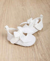 1pair Infant Girls' Solid Color Butterfly Knot Cloth Bottom Magic Sticker Design Comfortable & Breathable Mary Jane Princess Single Shoes Suitable For Spring & Autumn, 0-4Months