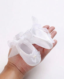  0-1 Year Baby Girls' White Christening Shoes, Princess Soft Bottom Walking Shoes