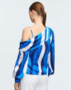 Striped Print Asymmetrical Neck Blouse