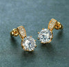 Huitan Diamond Hot Clear Round Zircon Stud Earrings Lady 18K Gold Plated Women Girls Daily Dainty Stud Earrings