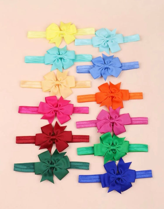 12pcs Toddler Girls Bow Decor Hair Band