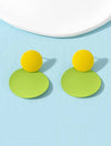 1pair Popular Fashion Sweet & Fresh Candy Color Spray Painted Earrings For Summer Beach Travel, Light Yellow And Light Green