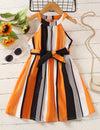 GIRLS Kids SUNSHNE Young Girl Striped Print Halter Dress