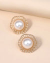 Faux Pearl Decor Hollow Out Stud Earrings