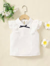 Toddler Girls Bow Front Ruffle Sleeve Blouse