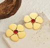 French Style Uncommon Floral Red Gemstone Stud Earrings