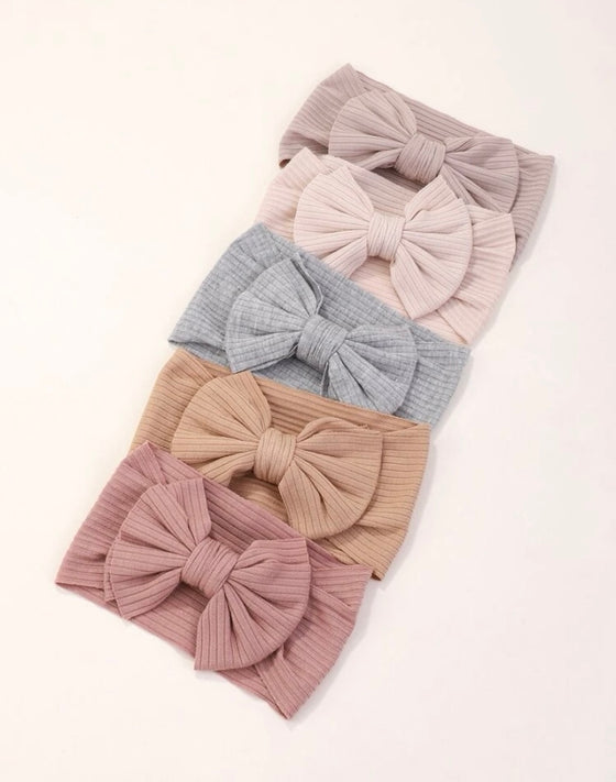 5pcs Random Colored Candy Shaped Hair Bands With Wide Bowknot For Kids, Baby Girls