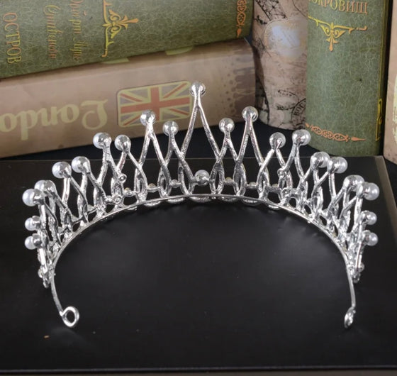 New Design Bride Rhinestone Crystal Crown Pearl Tiaras Wedding Hair Accessories