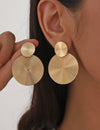 2pcs Fashionable Minimalist Earrings - Vintage Alloy Round Texture Design Stud Earrings