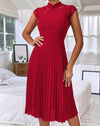 Casual Patchwork Lace Pleated Hem Dress