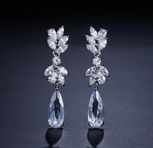  Fashion Classic Horse Eye Water Drops Zirconia Bride Cross Pendant Long Earrings