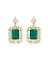 1pair Glamorous Green Cubic Zirconia & Rhinestone Decor Drop Earrings
