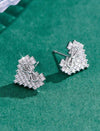 2pcs Fashionable Delicate Heart Shape Knot & Cubic Zirconia Stud Earrings
