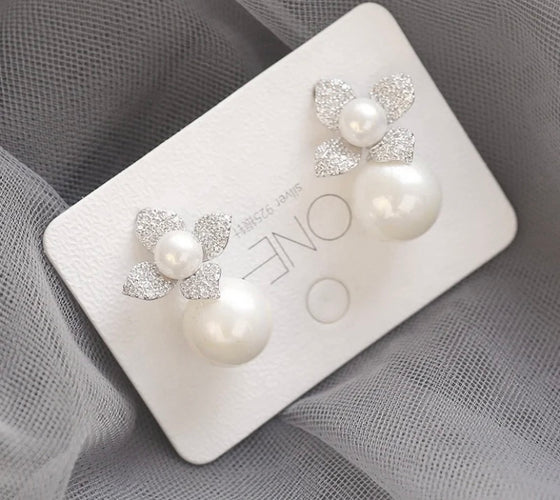 fashion elegant ABS pearl flower cubic zircon earrings for women gift