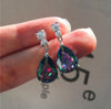 Luxury Female White Green Water Drop Earrings Silver Color Wedding Earrings