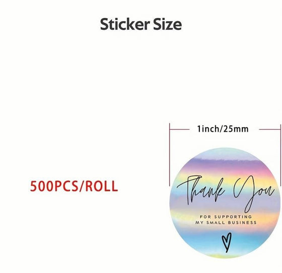 500pcs/roll Rainbow Laser Thank You Shopping Commercial Decorative Adhesive Sticker Labels