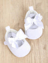 1 Pair Baby Girls' Solid Color Bow Knot Soft Fabric Shoes With Design, Suitable For Spring And Autumn, 0-4Months