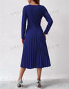 Privé Notched Neck Pleated Hem Dress