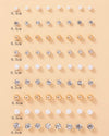 36pairs/set Fashionable Rhinestone & Faux Pearl Stud Earrings For Women For Daily Decoration