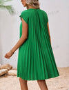 Solid Color Round Neck Pleated Casual Short Sleeve Dress