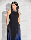 Gradient Pearl Bead Decor Sleeveless Dress
