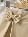 Young Girl Bow Front Fold Pleated Detail Skirt