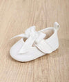 1pair Infant Girls' Solid Color Butterfly Knot Cloth Bottom Magic Sticker Design Comfortable & Breathable Mary Jane Princess Single Shoes Suitable For Spring & Autumn, 0-4Months