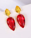 1pair Fashionable Exaggerated Transparent Multicolor Crystal Big Teardrop Earrings