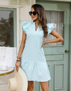 Flying Sleeve Dress With Ruffle Hem