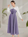 Spring/Summer Elegant Long Sleeve Long Checkered Dress With Round Neck