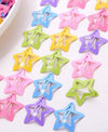 50pcs Girls' Cute Colorful Star Shaped Bb Hair Clip With Irregular Metallic Detail, Random Color, Suitable For Daily Life Or Vacation