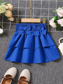  Toddler Girls Bow Front Layer Hem Skirt